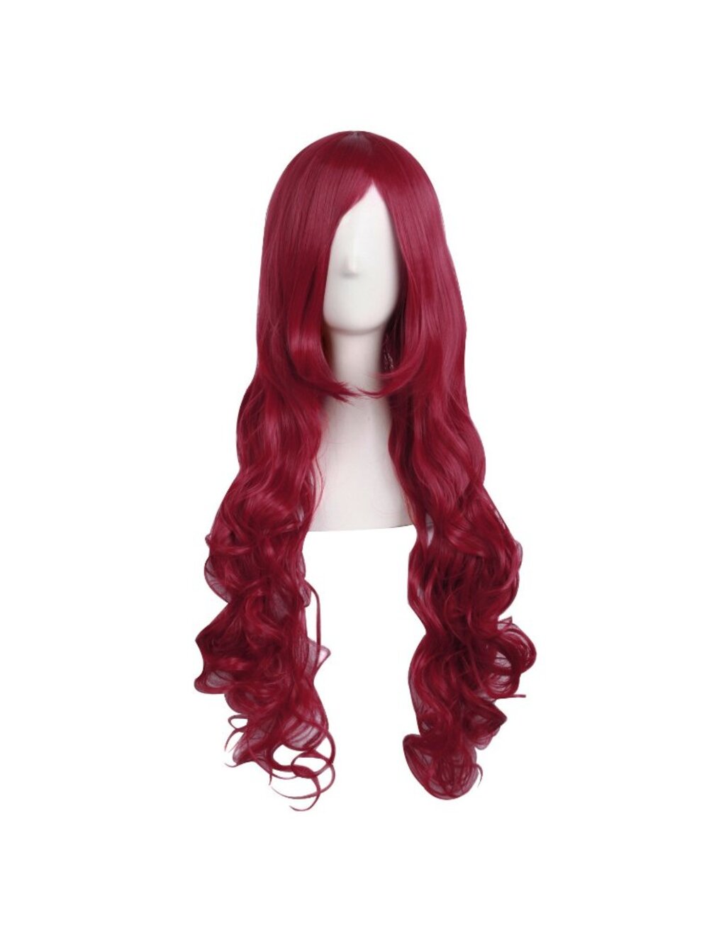 Women's Dark Red 32 Inch Long Hair Spiral Curly Cosplay Wigs With Side Bangs